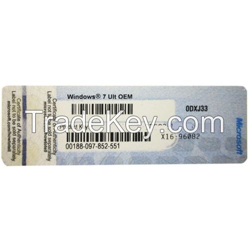 Windows 7 Ultimate OEM COA  Label Sticker (X16, Blue)