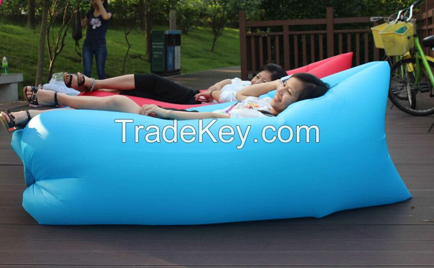 260cmx70cm Custom Inflatable Air Sofa Sleeping Bag Waterproof Pink Color