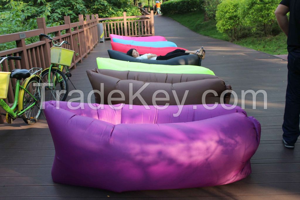 260cmx70cm Custom Inflatable Air Sofa Sleeping Bag Waterproof Pink Color