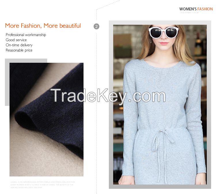 Hot sale ODM/OEM long sleeve slim fit side open women sweater dress