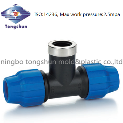 Tee X FBSP PP compression fitting pipe fitting