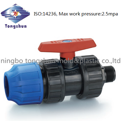 Adaptor Ball valve 1 X MBSP,  Emotional pp material.