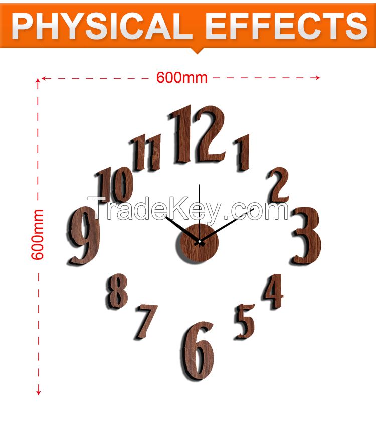 Wall clock with number, fashion sticker clock for home decor