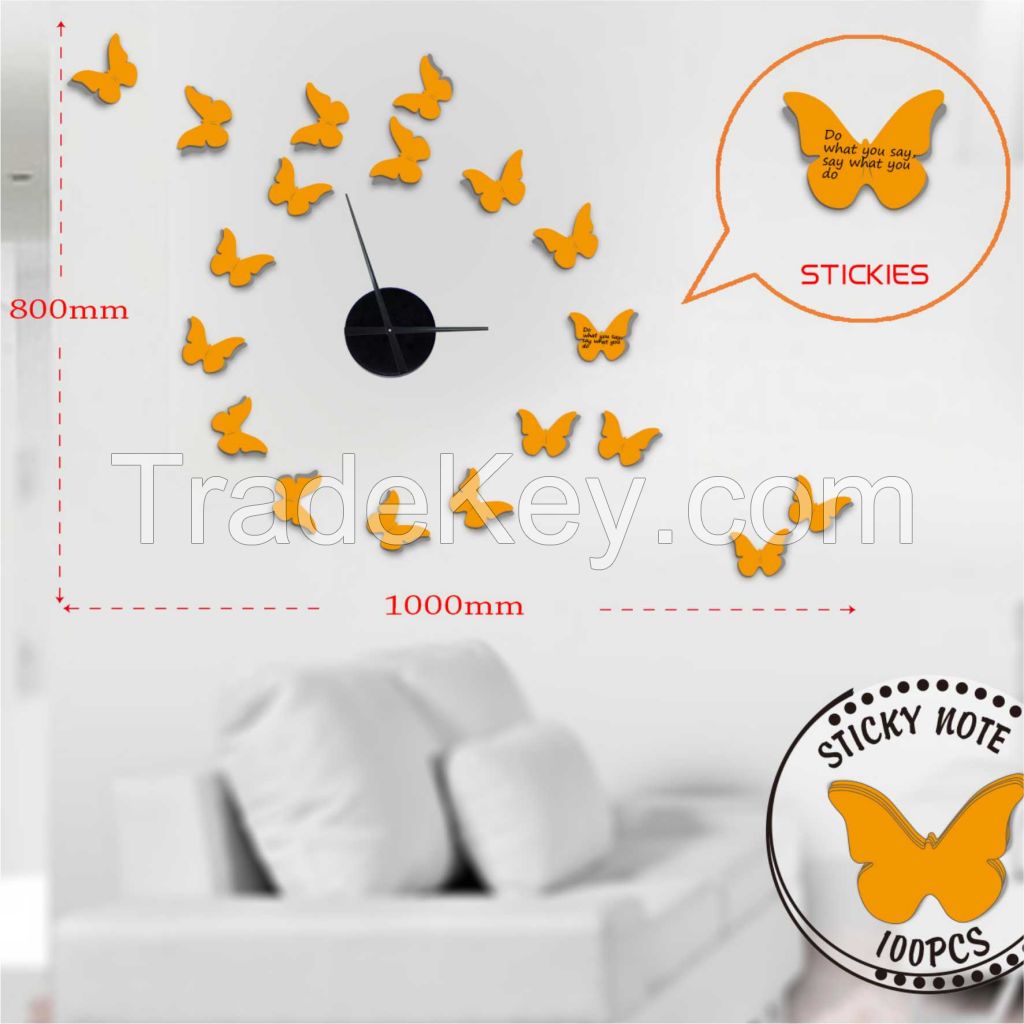 DIY sticker clock, fashion design butterfly sticker clock for home decoration