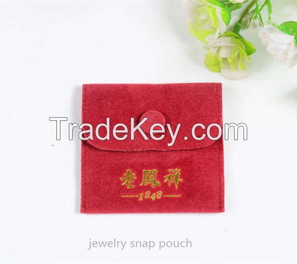 luxury velvet snap jewelry pouch with button closure
