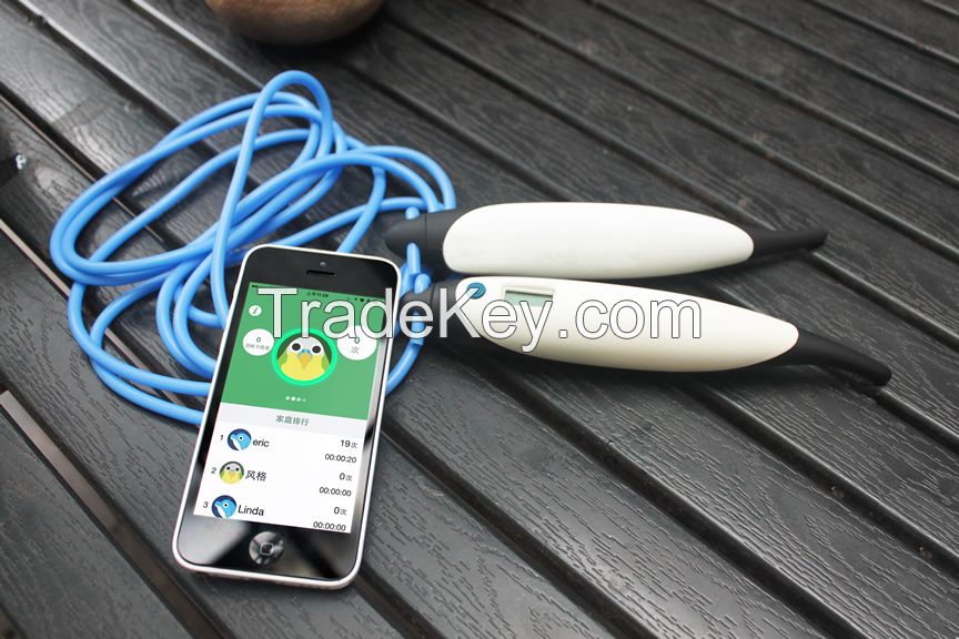 2015 new patent design smart jump rope phone app skipping rope bluetooth lose weight anywhere low battery accurate calculation