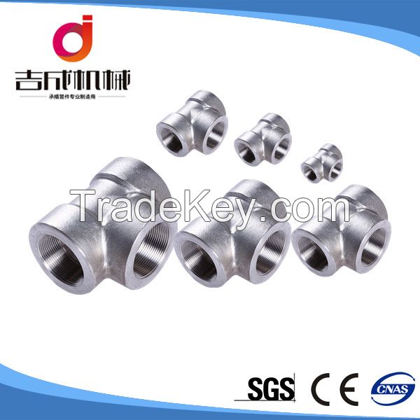 forged three-way pipe 1/2" to 5" stainless steel tee pipe fitting