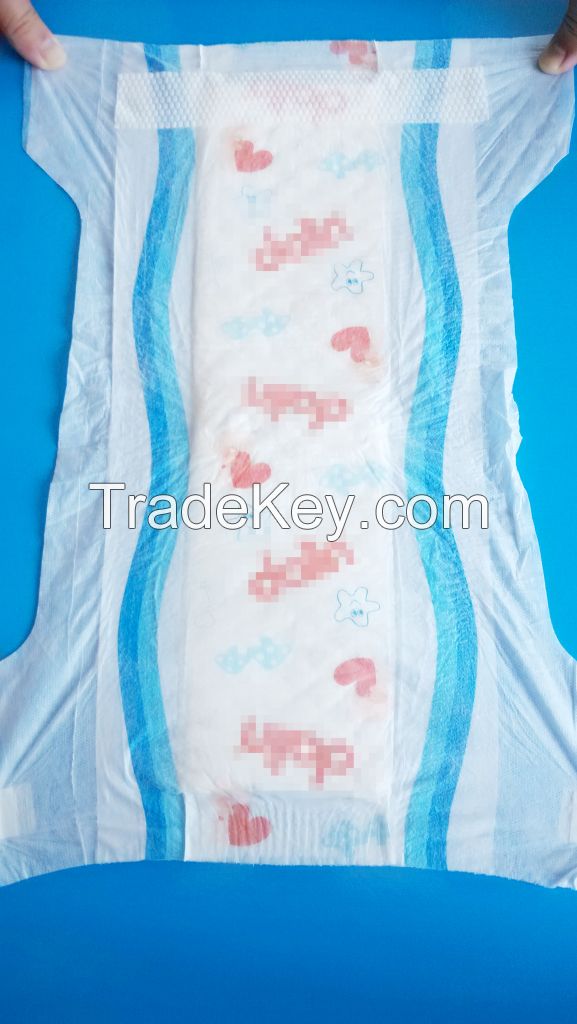 High Quality Cloth Film Velcro Tape Disposable Baby Diaper