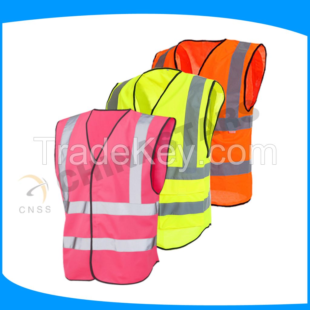 EN20471 fluorescent yellow reflective safety vest 