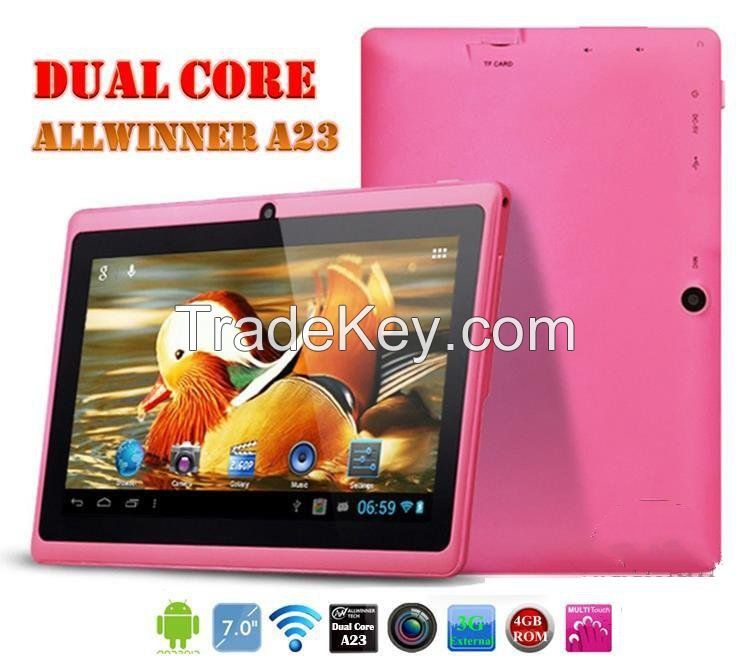 7 inch tablet pc with Allwinner A23, Dual core, Dual camera, Q88