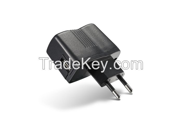 Black  100V - 220V  Smartphone Mobile Charger USB Adapter  5V 1A