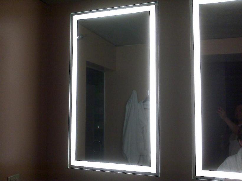 hotel bathroom backlit mirror, illuminated mirror