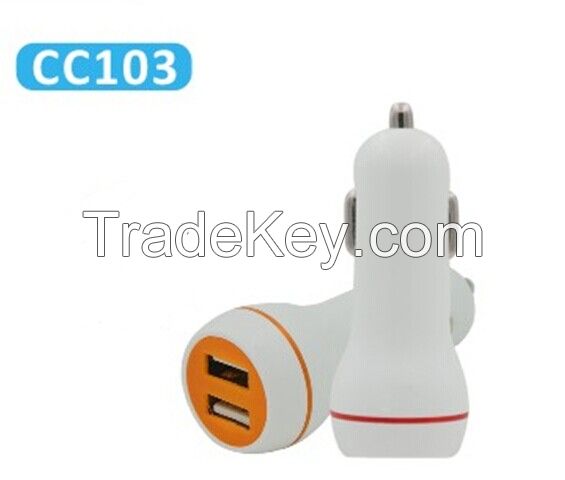 Private Mold Full 2.1A dual  usb car charger with glowing circle