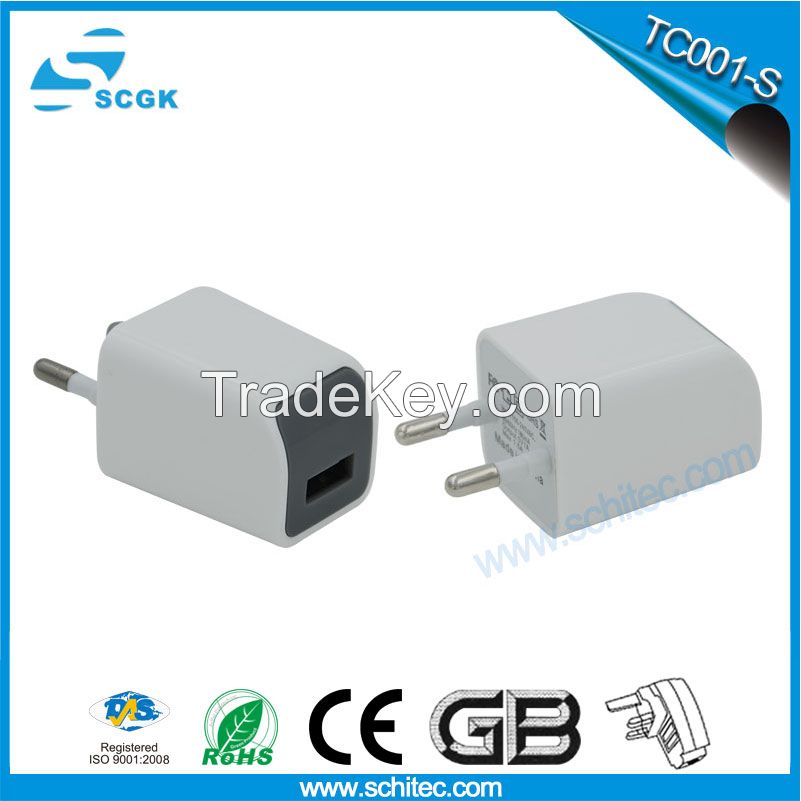 Private Single USB Wall and Travel Charger for Iphone , Samsung