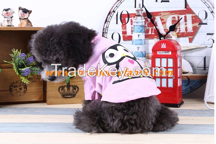 2015 hot sell Pink Cotton dog T-shirt for spring and summer 