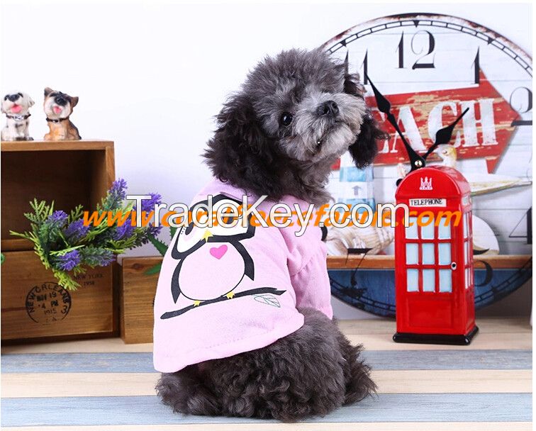 2015 hot sell Pink Cotton dog T-shirt for spring and summer 