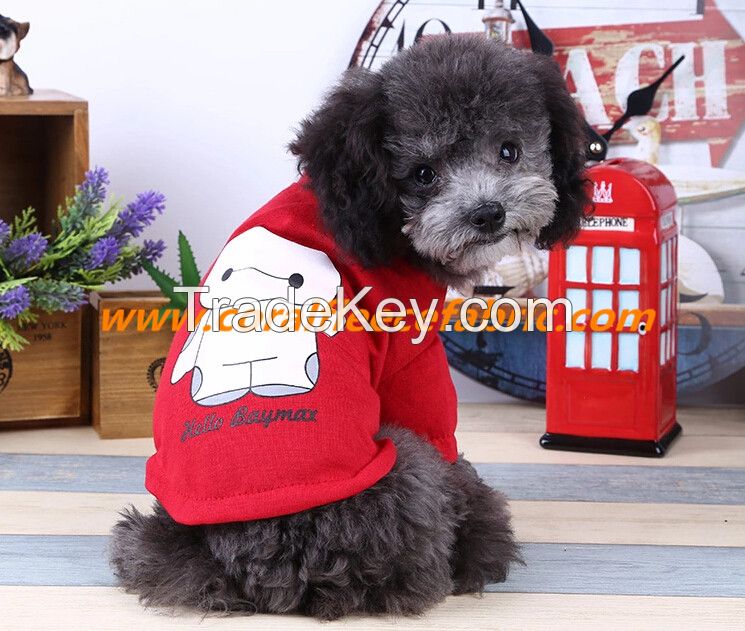 New style red pet T-shirt with 100% cotton for small dog 