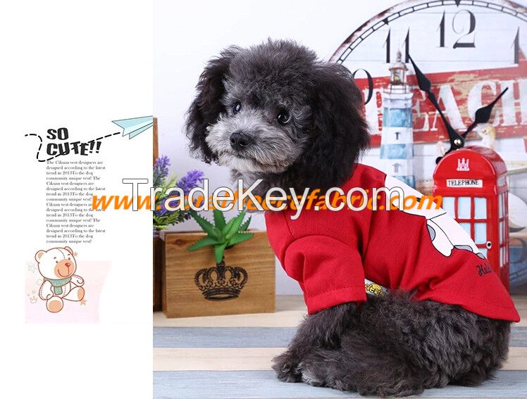 New style red pet T-shirt with 100% cotton for small dog 