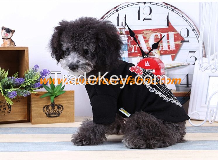 Black gown style pet clothes with bow knot for dog spring and autumn