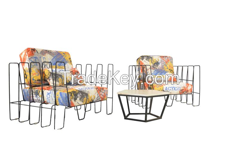 colorful leisure fabric sofa with iron armrest  DP011