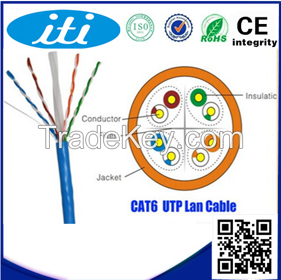 High Quality Bare Copper 24AWG Cat6 UTP LAN Cable Network Cable