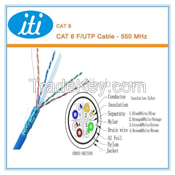 24AWG Cat6 FTP Network Cable with CE/ISO/ROHS Approved FTP CAT6 LAN Cable