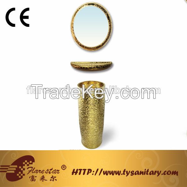 Golden color handmade ceramic basin