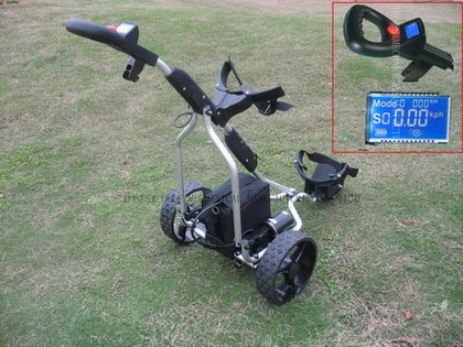 Electric golf trolley with LCD display