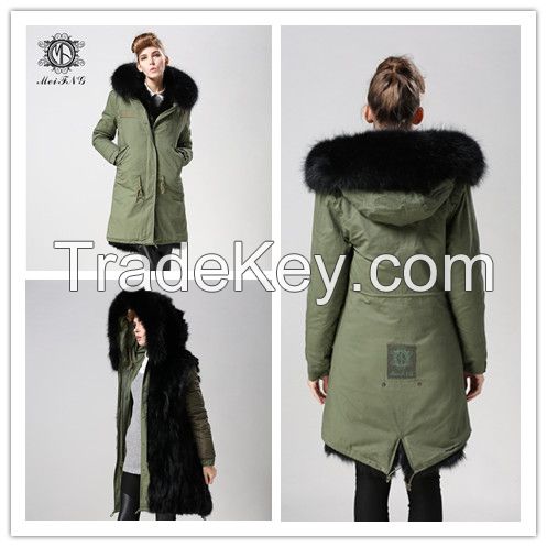 Coffe Collar Hat Name Brand High Quality Garment Real Fur Jacket Winter Coat in China
