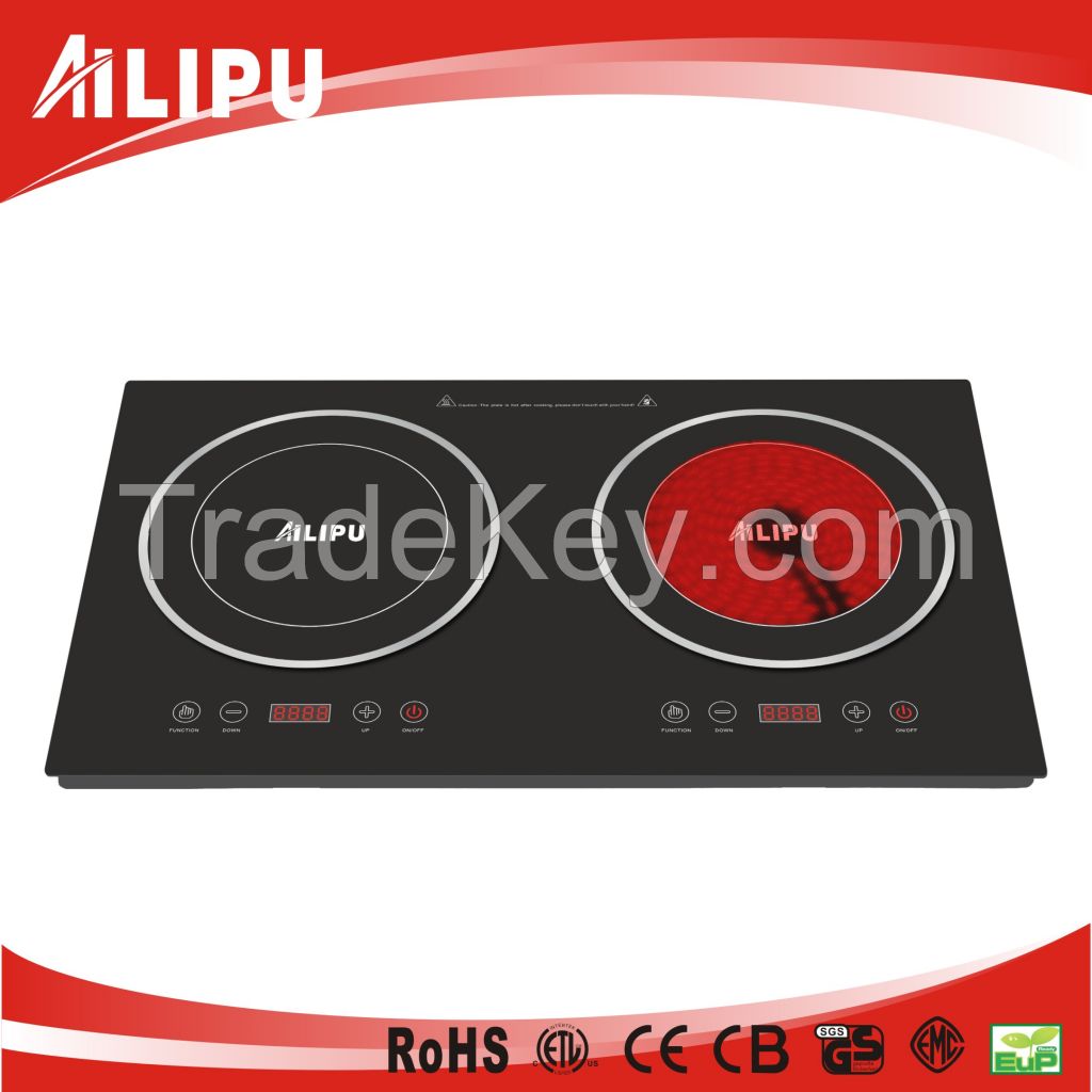 Built-in Double Burners Touch Control Induction + Infrared Cooker