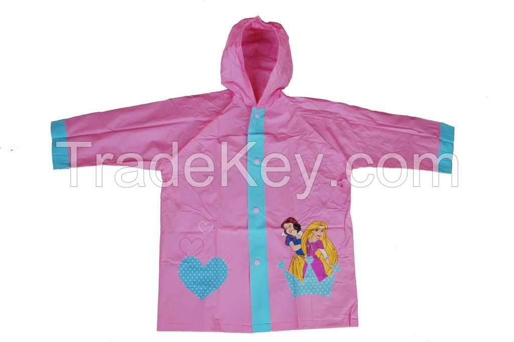 R-1021-1005-4 DISNEY PRINCESS PINK PVC VINYL KIDS BEST RAIN JACKET