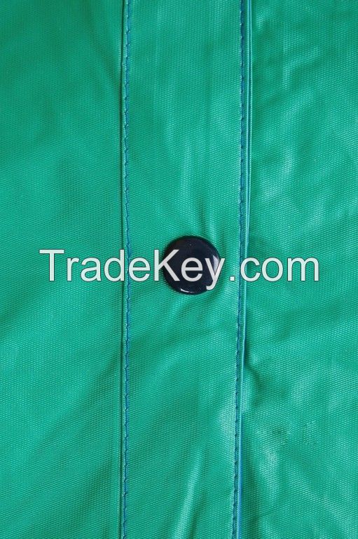R-1057-1 GREEN AND BLUE REVERSIBLE PVC VINYL RAIN BEST WATERPROOF JACKET