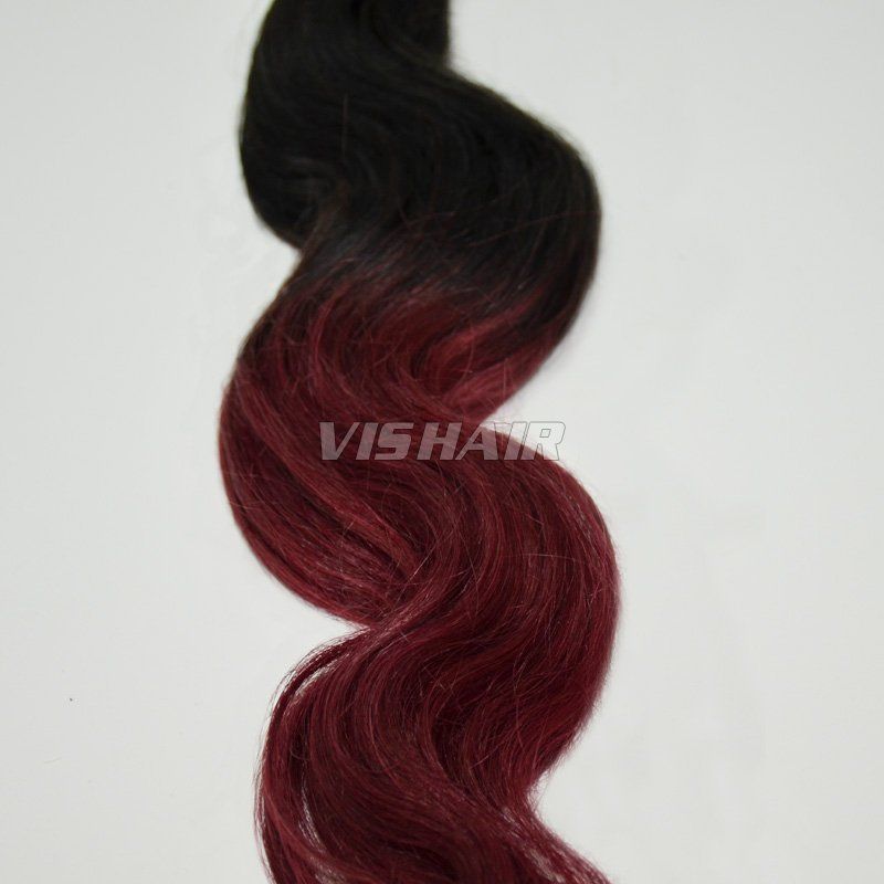 Ombre Hair Weft #1B/Burg Two Tone Human Hair Extention Body wave