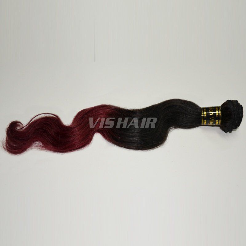 Ombre Hair Weft #1B/Burg Two Tone Human Hair Extention Body wave