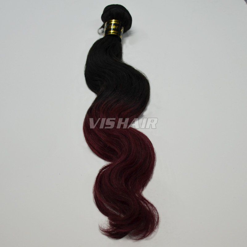 Ombre Hair Weft #1B/Burg Two Tone Human Hair Extention Body wave