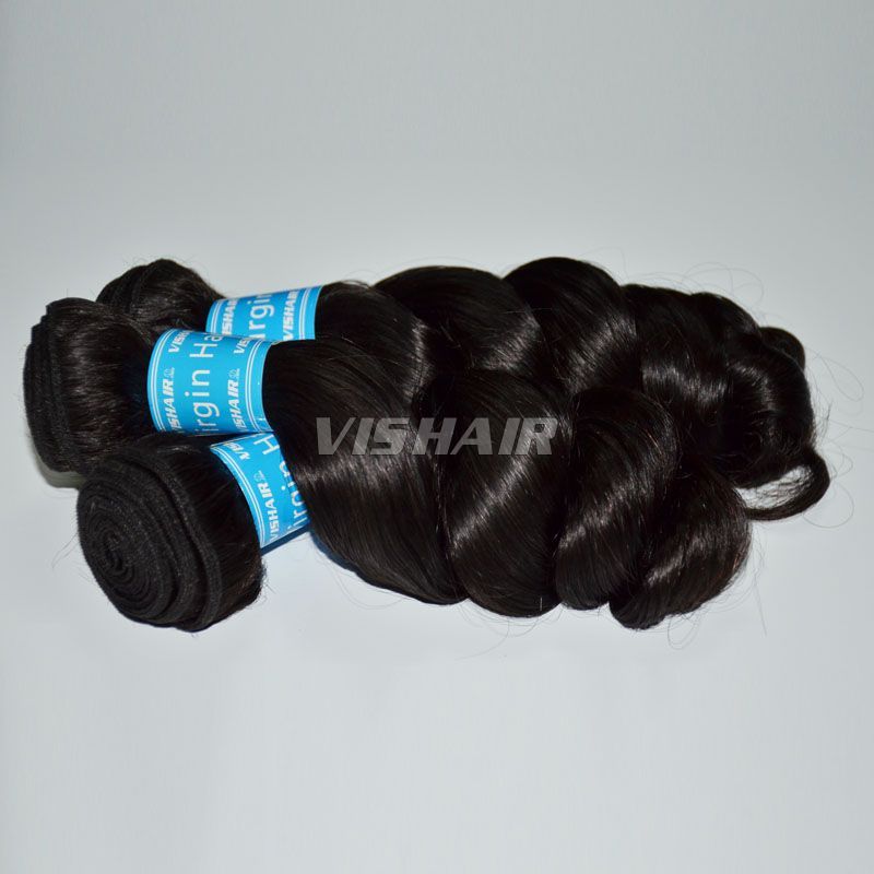 10inch-30inch Peruvian Virgin Remy Hair Loose wave Natural Black 100g/pc