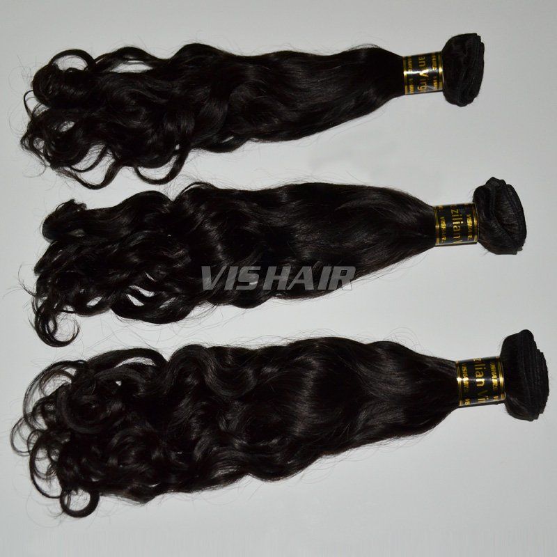 10inch-30inch Virgin Brazilian Remy Hair Natural wave #1B 100g/pc