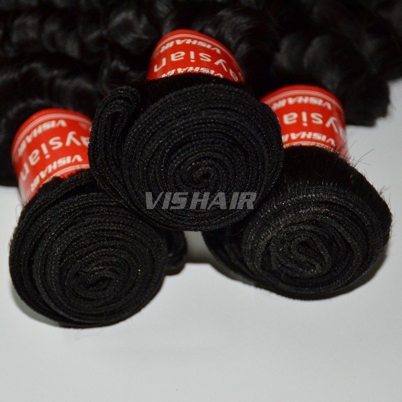 10inch-30inch Virgin Malaysian Remy Hair Deep Curly Natural Black 100g