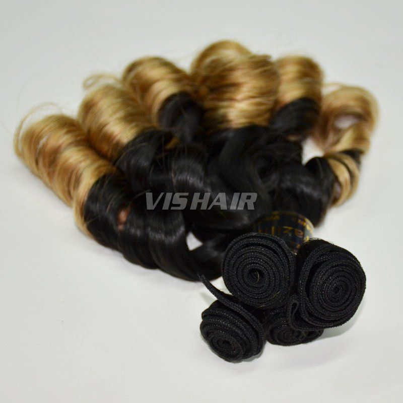 12 inch-22 inch Virgin Brazilian Remy Hair Fancy Curly #1B/27 100g/pc