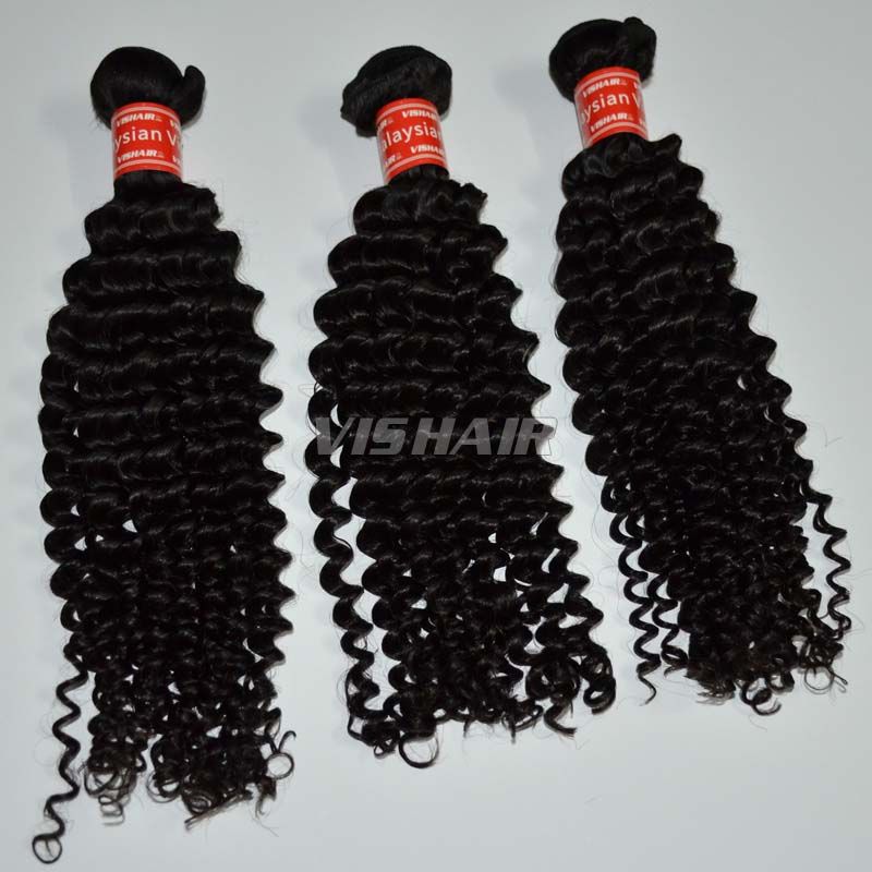 10inch-30inch Virgin Malaysian Remy Hair Deep Curly Natural Black 100g