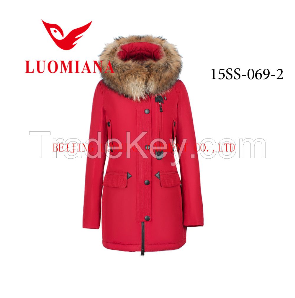 2015 New Fashion Coat Winter Parka  For Women With Raccoon Fur Collar