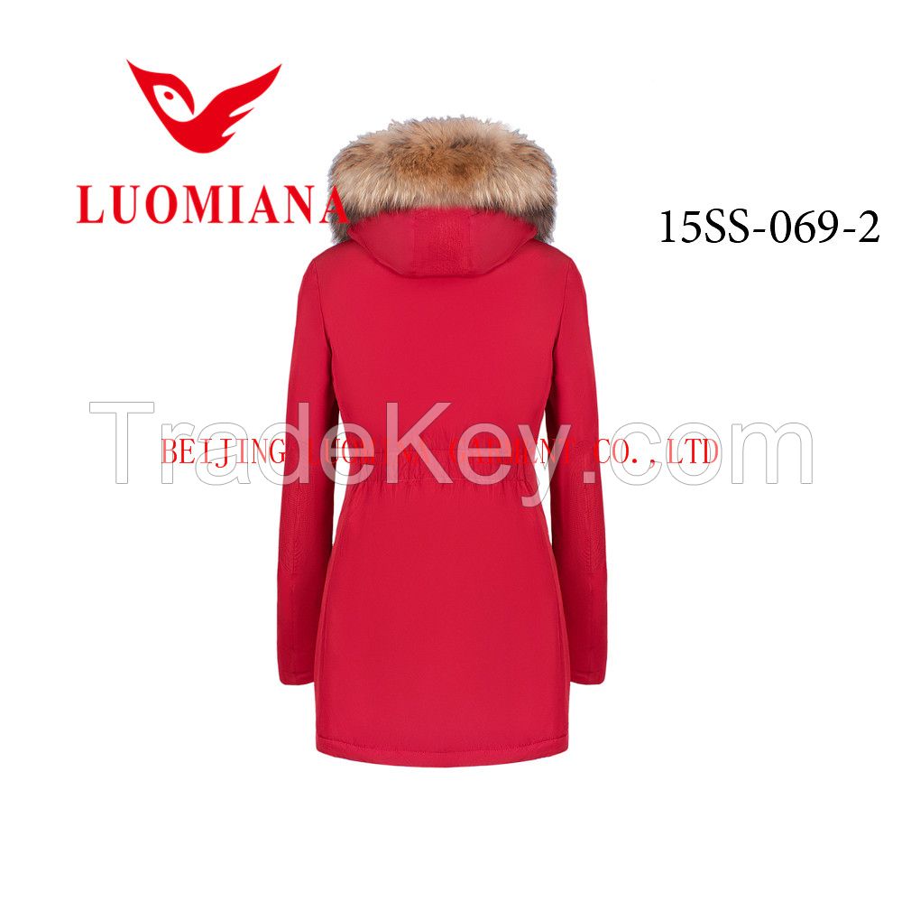 2015 New Fashion Coat Winter Parka  For Women With Raccoon Fur Collar