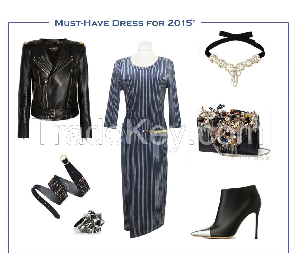 Vintage Denim Blue Body-con Dress 2015