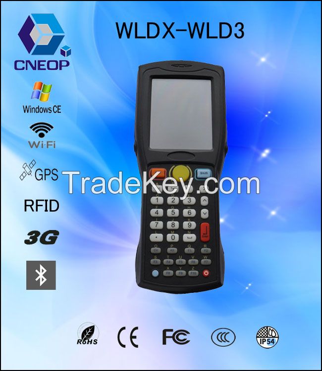 WLD3 Windows CE OS 3.2 inch RFID  wireless bluetooth courier barcode scanner / handheld PDA with Wifi ,GPRS,3G
