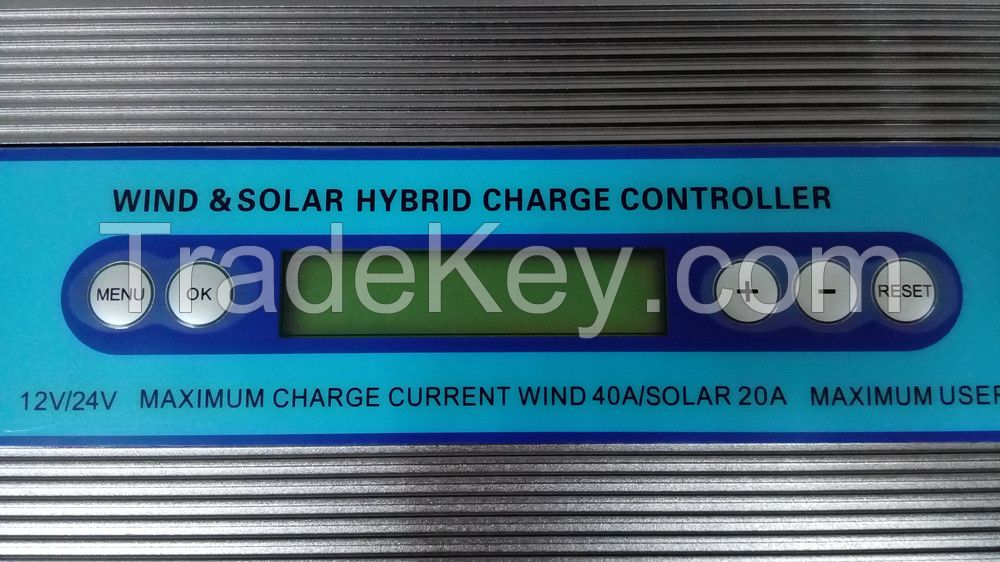 wind solar hybrid charge controller for 1kw wind turbine and 500W solar panel