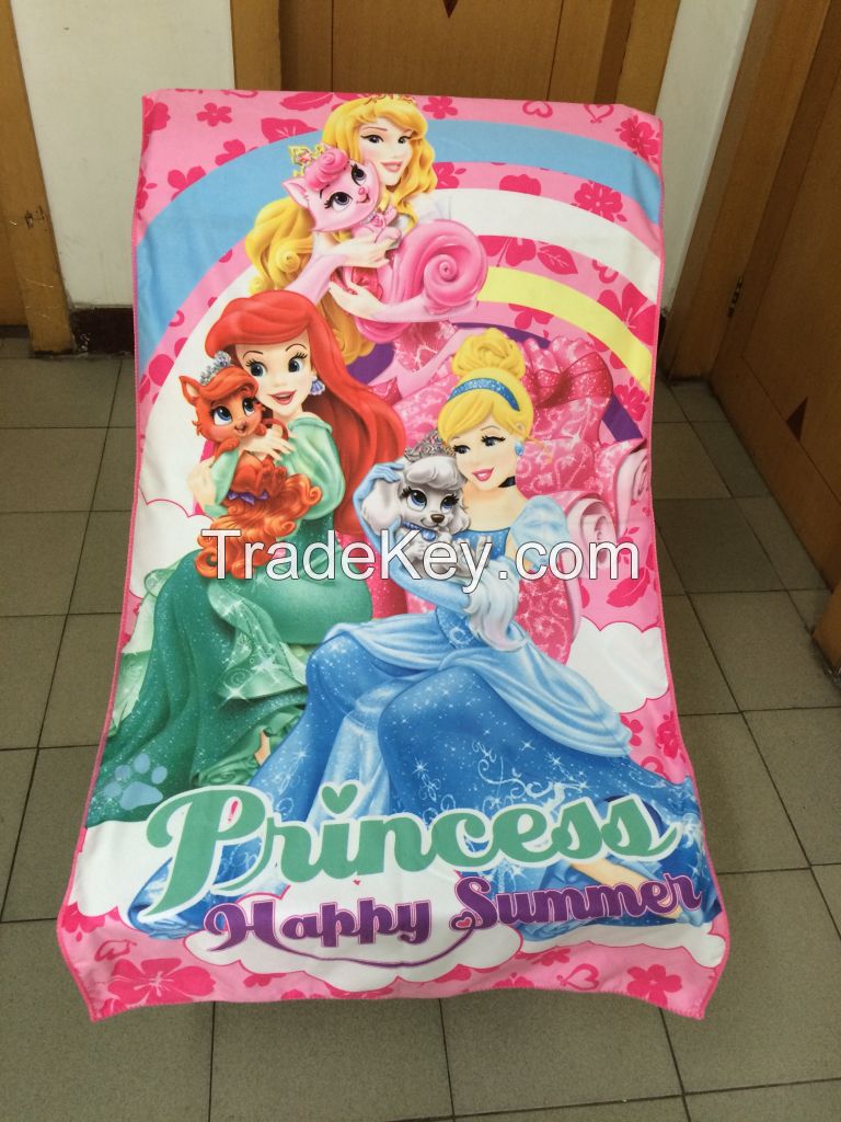 customize printed cartoon microfiber beach towels Children Bath Towels