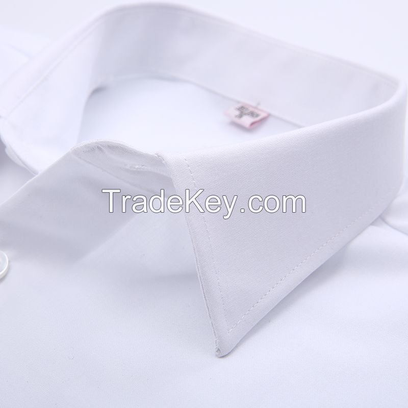 Long sleeve white uniform shirt with turn down collar for office lady