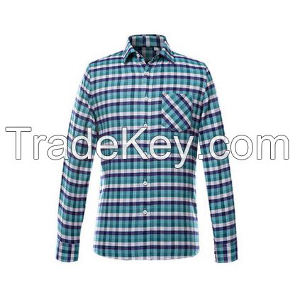 Fashionable men's long sleeve formal oxford cotton check shirt with chest pocket