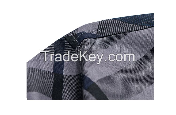 Men's summer 100% cotton check shirt with stripe