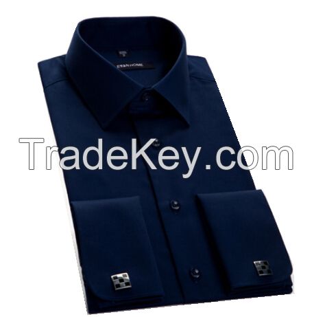 Men's long sleeve 100% cotton dress shirt with french cuff and button